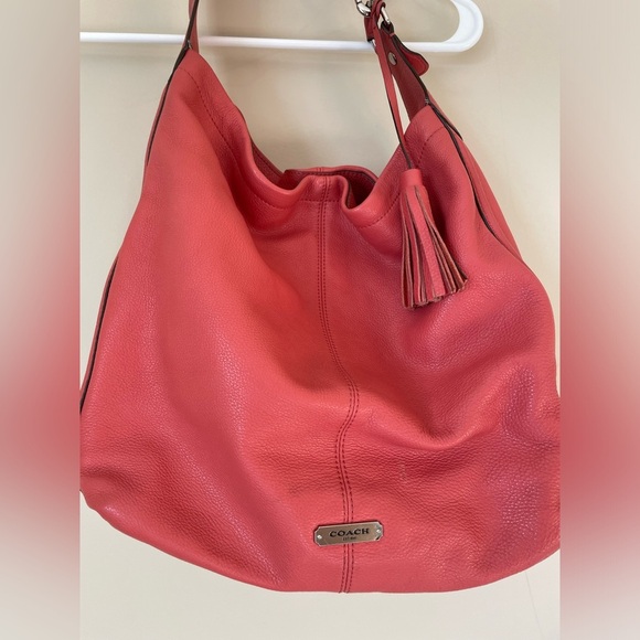 Coach Vibrant Coral Leather Hobo Bag NWOT - Picture 2 of 8